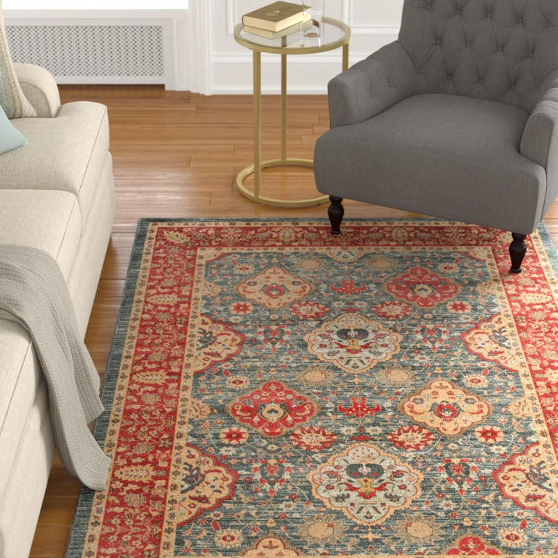 Pennypacker Oriental Area Rug β Red, Blue & Ivory Medallion Pattern β 5'3" x 7'7" Stain-Resistant Traditional Rug for Living Room, Bedroom, or Entryway