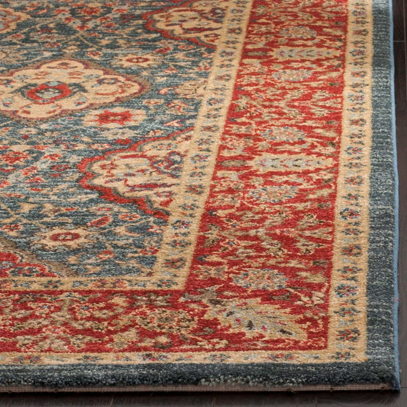 Pennypacker Oriental Area Rug – Red, Blue & Ivory Medallion Pattern – 5'3" x 7'7" Stain-Resistant Traditional Rug for Living Room, Bedroom, or Entryway