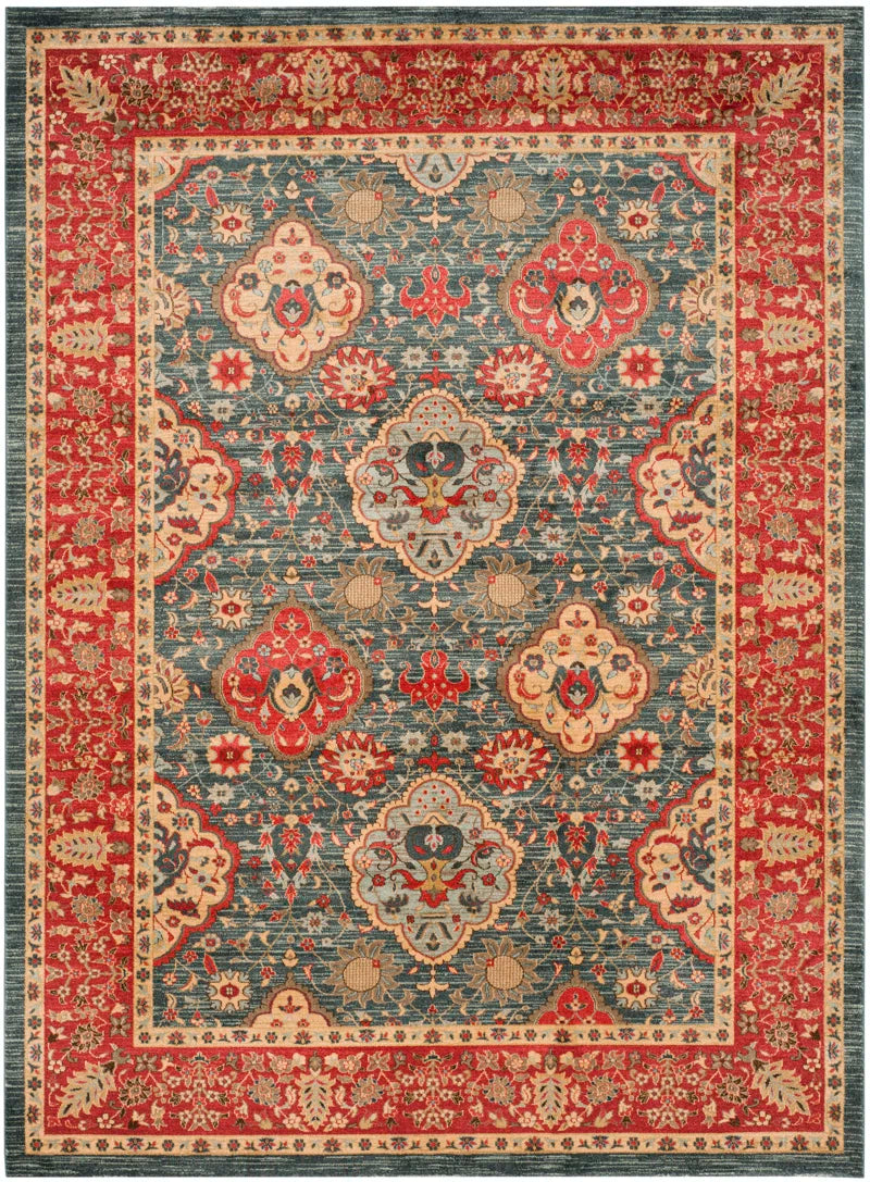 Pennypacker Oriental Area Rug – Red, Blue & Ivory Medallion Pattern – 5'3" x 7'7" Stain-Resistant Traditional Rug for Living Room, Bedroom, or Entryway