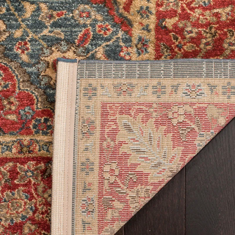Pennypacker Oriental Area Rug – Red, Blue & Ivory Medallion Pattern – 5'3" x 7'7" Stain-Resistant Traditional Rug for Living Room, Bedroom, or Entryway