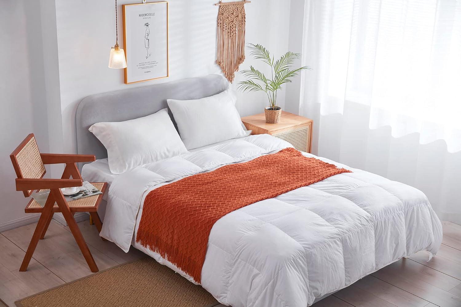 Orange Knit Throw Blanket – Soft Lightweight Acrylic Sofa Blanket with Fringe (50"x60")