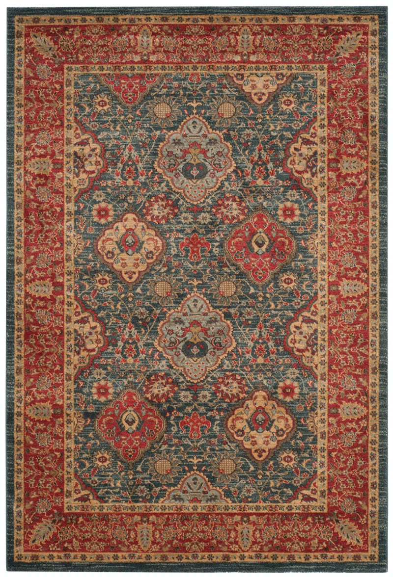 Pennypacker Oriental Area Rug – Red, Blue & Ivory Medallion Pattern – 5'3" x 7'7" Stain-Resistant Traditional Rug for Living Room, Bedroom, or Entryway