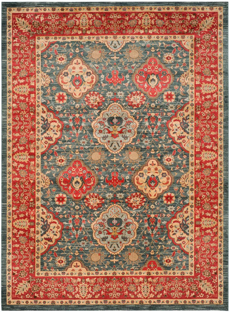 Pennypacker Oriental Area Rug – Red, Blue & Ivory Medallion Pattern – 5'3" x 7'7" Stain-Resistant Traditional Rug for Living Room, Bedroom, or Entryway